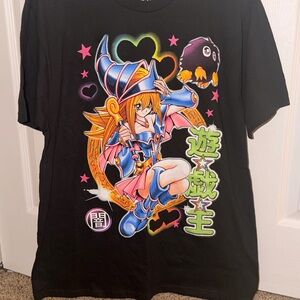 Kids Black Graphic Tee with Anime Design